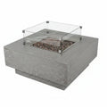 Manhattan Outdoor Fire Pit 36 In. X 36 In. Square Concrete Propane Fire Table with Lava Rocks and Cover