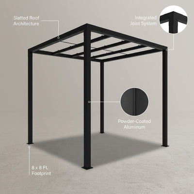 8 Ft. X 8 Ft. Matte Black Aluminum Pergola