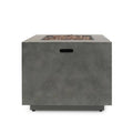 Wellington 33 In. X 24 In. Square Concrete Propane Outdoor Patio Fire Pit in Dark Grey