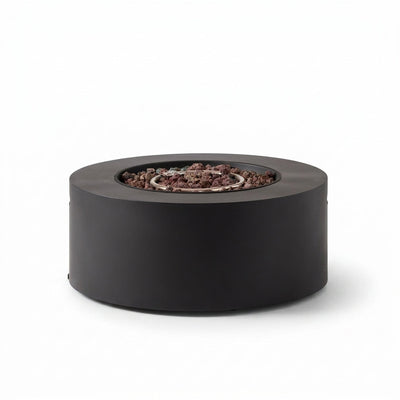 32 In. W X 13.5 In. H Iron Propane Gas Burning round Outdoor Patio Fire Pit in Dark Grey