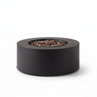 32 In. W X 13.5 In. H Iron Propane Gas Burning round Outdoor Patio Fire Pit in Dark Grey — Studio Shot